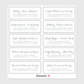 シック結婚書道のゲスト住所 シール (シート)