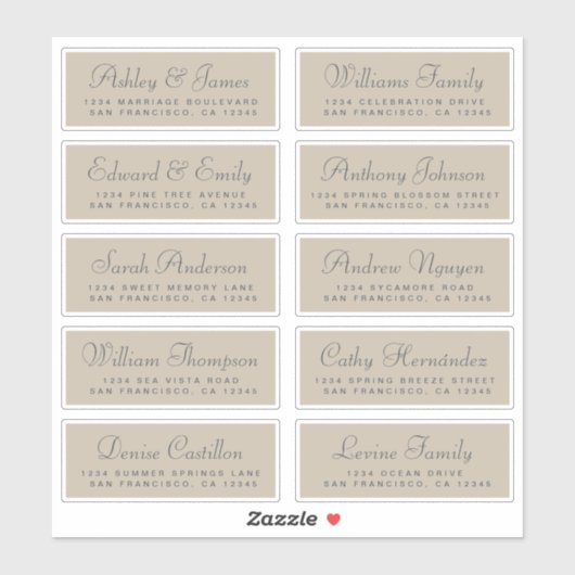 シック結婚書道のゲスト住所 シール (シート)