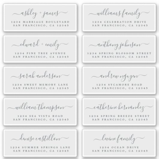 シック結婚書道のゲスト住所 シール (正面)