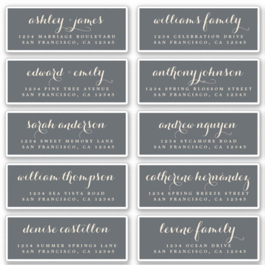 シック結婚書道のゲスト住所 シール (正面)