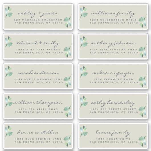 シック結婚書道のゲスト住所 シール (正面)