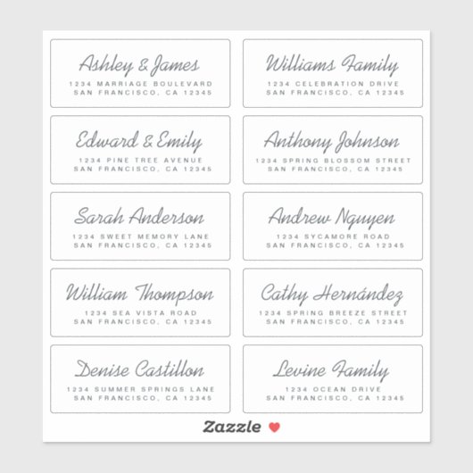 シック結婚書道のゲスト住所 シール (シート)