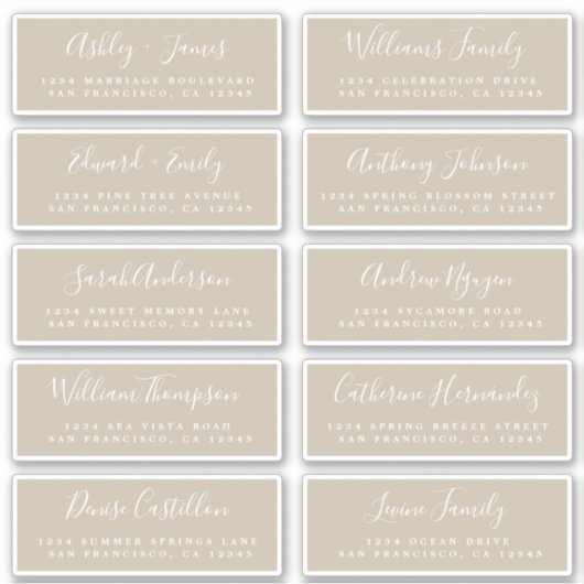 シック結婚書道のゲスト住所 シール (正面)