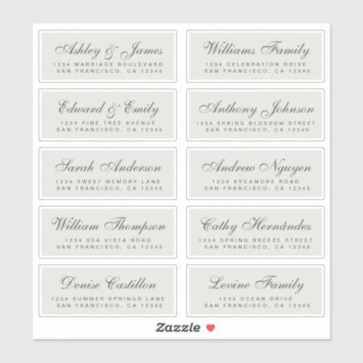 シック結婚書道のゲスト住所 シール (シート)