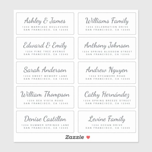 シック結婚書道のゲスト住所 シール (シート)