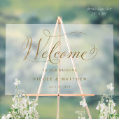 シック結婚金ゴールドウェルカムフロステッドスタイル アクリルサイン