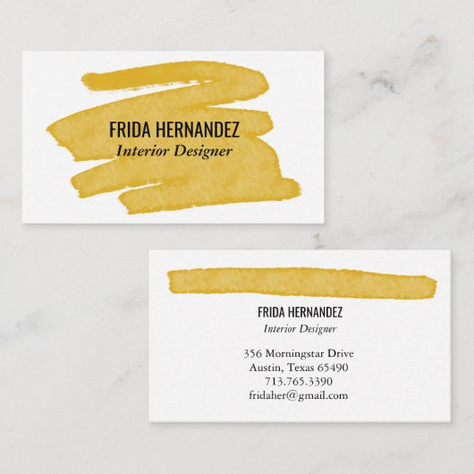 シック絵を描ストライプエレガントマスタードミニマルト 名刺 (正面/裏面)