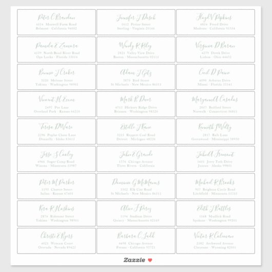 シック緑のセージのスクリプトゲスト名アドレスステッカー シール (シート)