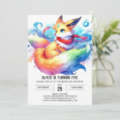 シック編集可能キツネ誕生日 招待状 (スタンド正面)