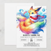 シック編集可能キツネ誕生日 招待状 (正面/裏面)