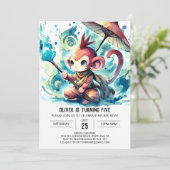 シック編集可能モンキー誕生日 招待状 (スタンド正面)