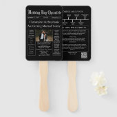 シック編集可能新聞結婚式 プログラムQRコード ハンドファン (正面&裏面)