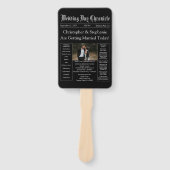 シック編集可能新聞結婚式 プログラムQRコード ハンドファン (正面)