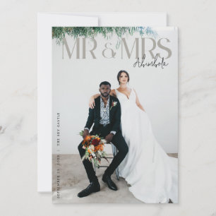 シック編集結婚写真サンキューカードWノート サンキューカード