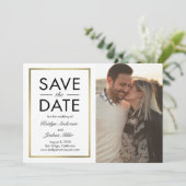 シック縁どな編集可能な色日付カードを保存 サンキューカード (スタンド正面)