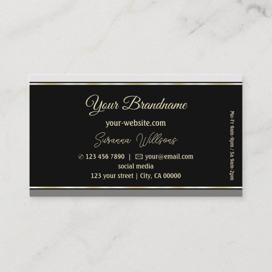 シック縁どグレイオンブラックロゴプロフェッショナル 名刺 (裏面)