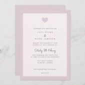 シック縁どピンクラブハート結婚式招待状 招待状 (正面/裏面)