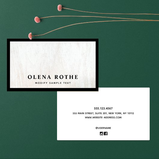 シック縁どブラックホワイトウッドプロフェッショナル コーリングカード