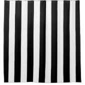 シック縦型ストライプ白黒ストライプの シャワーカーテン (正面)