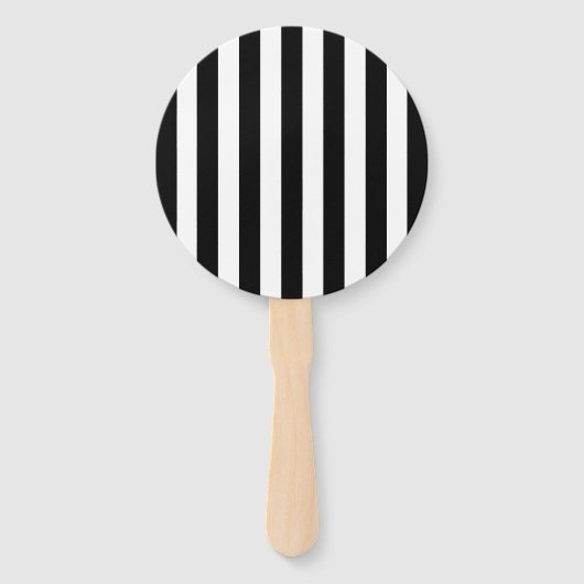 シック縦型ストライプ白黒ストライプの ハンドファン (裏面)