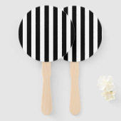 シック縦型ストライプ白黒ストライプの ハンドファン (正面&裏面)