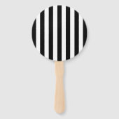 シック縦型ストライプ白黒ストライプの ハンドファン (正面)