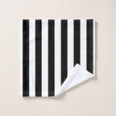 シック縦型ストライプ白黒ストライプの バスタオルセット (ウォッシュタオル)
