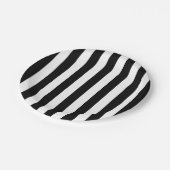 シック縦型ストライプ白黒ストライプの ペーパープレート (アングル)