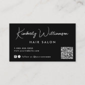 シック署名スクリプトQRコードブラック 名刺 (正面)