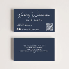 シック署名スクリプトQRコードブルー 名刺