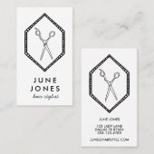 シック美容師はさみサロンミニマルラインアート 名刺 (正面/裏面)