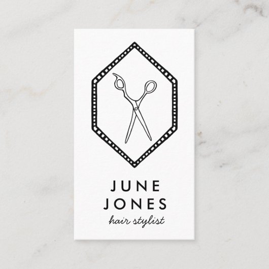 シック美容師はさみサロンミニマルラインアート 名刺 (正面)