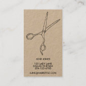 シック美容師サロンはさみミニマルクラフト 名刺 (裏面)