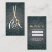 シック美容師ブラック金ゴールドシザーズリネンダマスク 予約カード (正面/裏面)