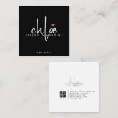 シック美容師ミニマリストモノグラムブラック スクエア名刺 (正面/裏面)