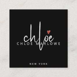 シック美容師ミニマリストモノグラムブラック スクエア名刺