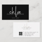 シック美容師ミニマリストモノグラムブラック 名刺 (正面/裏面)