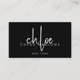 シック美容師ミニマリストモノグラムブラック 名刺