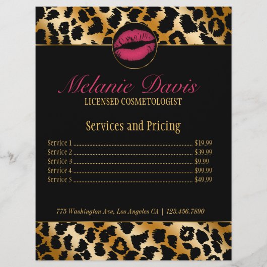 シック美容師メイクアップアーティストフライヤー チラシ (正面)