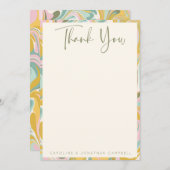 シック自然パステル抽象芸術マーブルカスタムウェディング サンキューカード (正面/裏面)