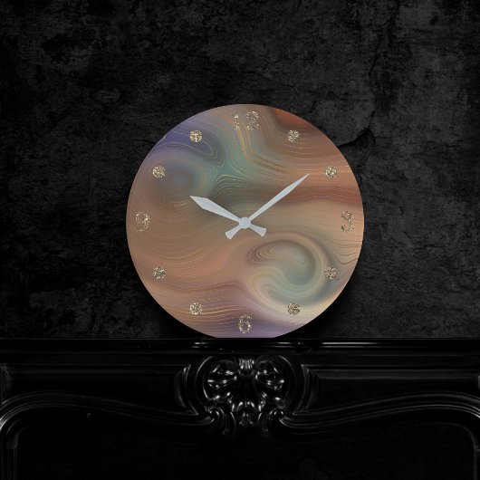 シック自然層 |天然銅石瑪瑙 ラウンド壁時計