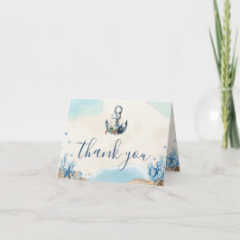 シック航海のいかりビーチモダンズフ結婚ォード サンキューカード