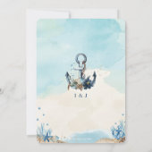 シック航海のいかりビーチモダン婚約パーティ 招待状 (裏面)