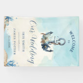 シック航海のいかりビーチモダン結婚の歓迎 横断幕 (横)