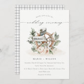 シック航海のいかりホイールフローラ結婚式の招待 サンキューカード (正面/裏面)