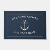 シック航海のいかりボートネイビーブルーパーソナライズされた ドアマット (正面)