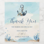 シック航海のいかりモダンビーチ結婚式 ワインラベル (シングルラベル)