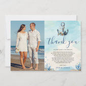 シック航海のいかりモダン結婚の写真 サンキューカード (正面)