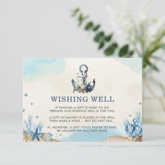 シック航海のいかりモダン結婚ビーチ エンクロージャーカード (スタンド正面)