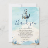 シック航海のいかりモダン結婚ビーチ サンキューカード (正面)